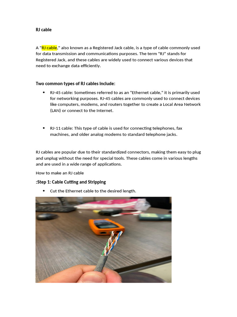 Types and Making of RJ Cables | PDF