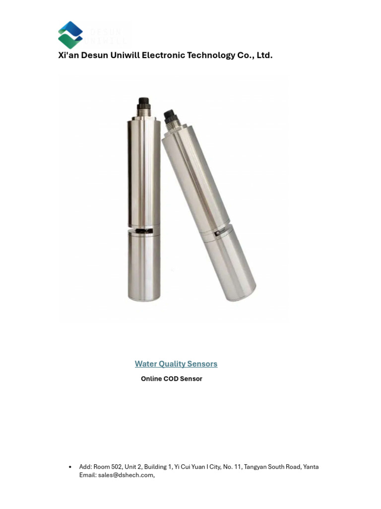 COD - BOD - TSS Sensor - Data Sheet | PDF | Sensor | Measuring Instrument