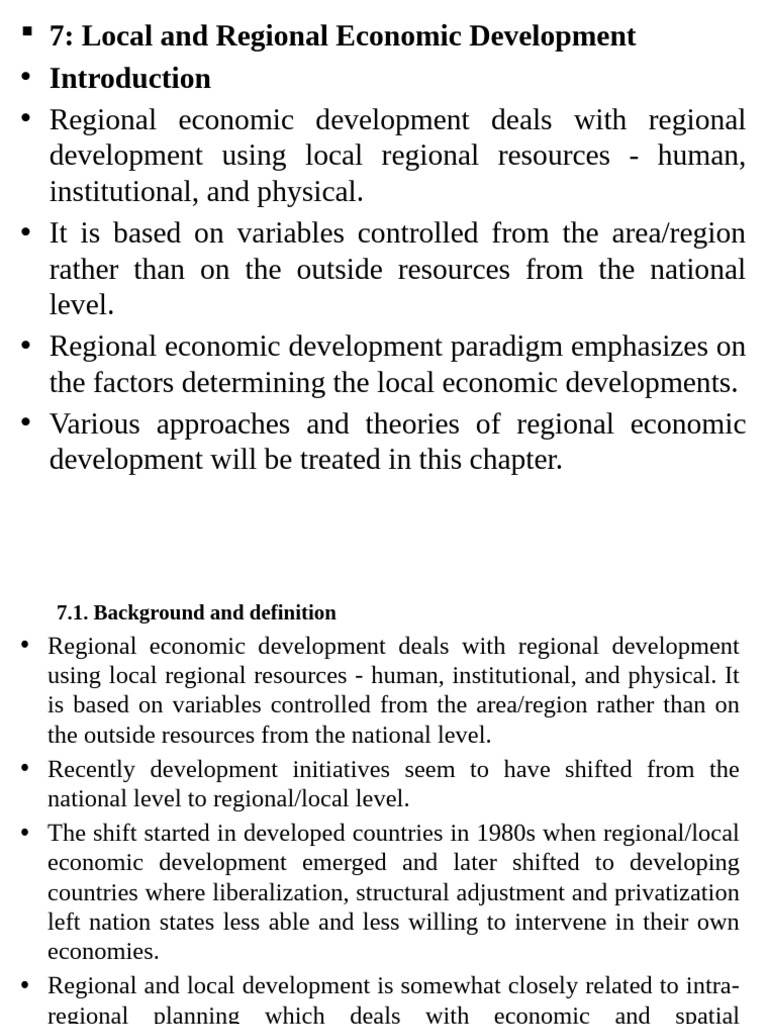 7: Local and Regional Economic Development | PDF | Entrepreneurship ...