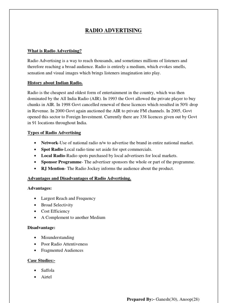 What Is Radio Advertising Document) | PDF | Home & Garden | Technology ...
