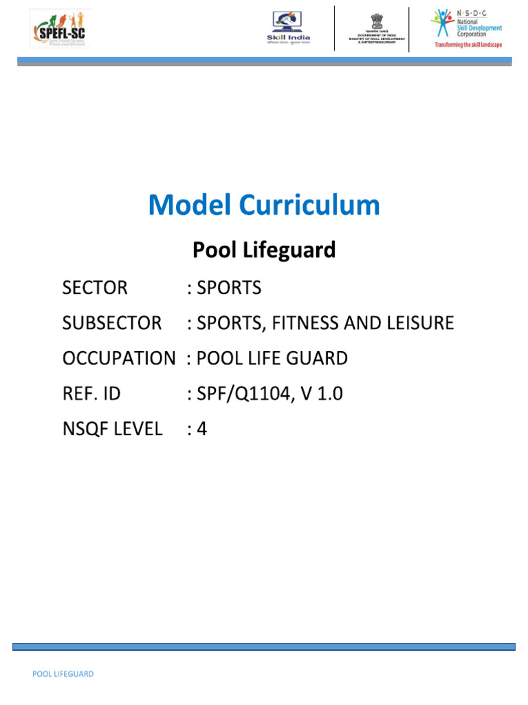 NSDC Pool Lifeguard Curriculum | PDF