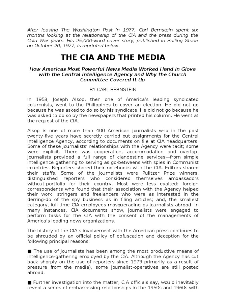 CIA's Covert Ties to American Media | PDF | Central Intelligence Agency ...