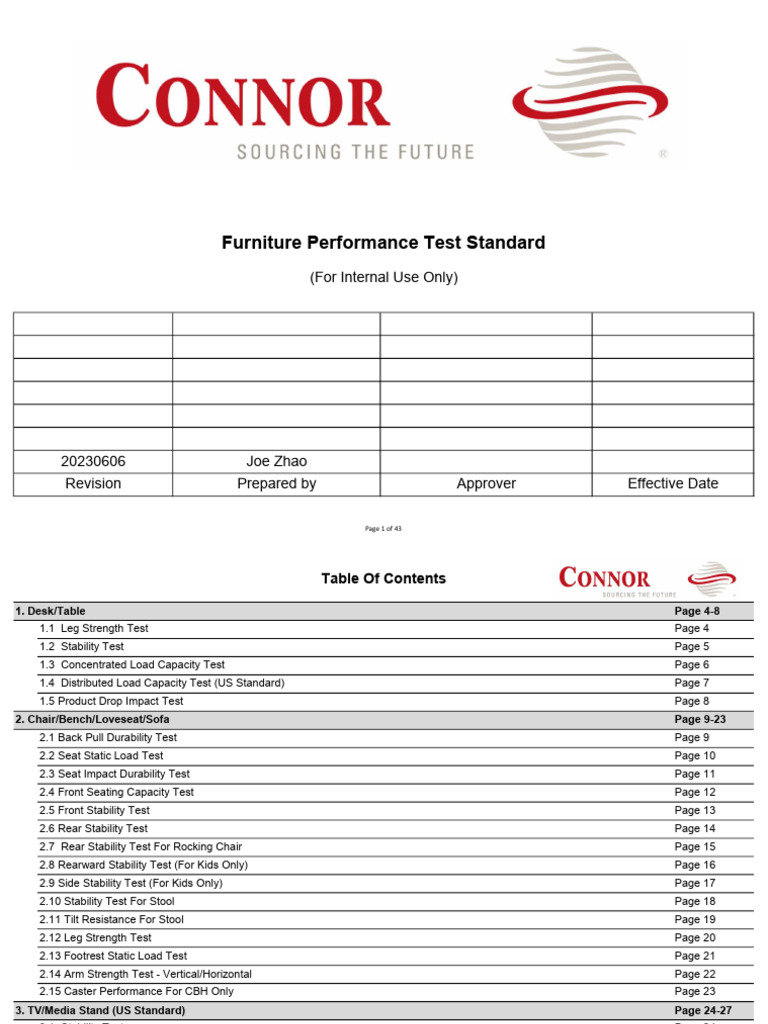 Furniture Performance Testing Standards | PDF | Chair | Cabinetry