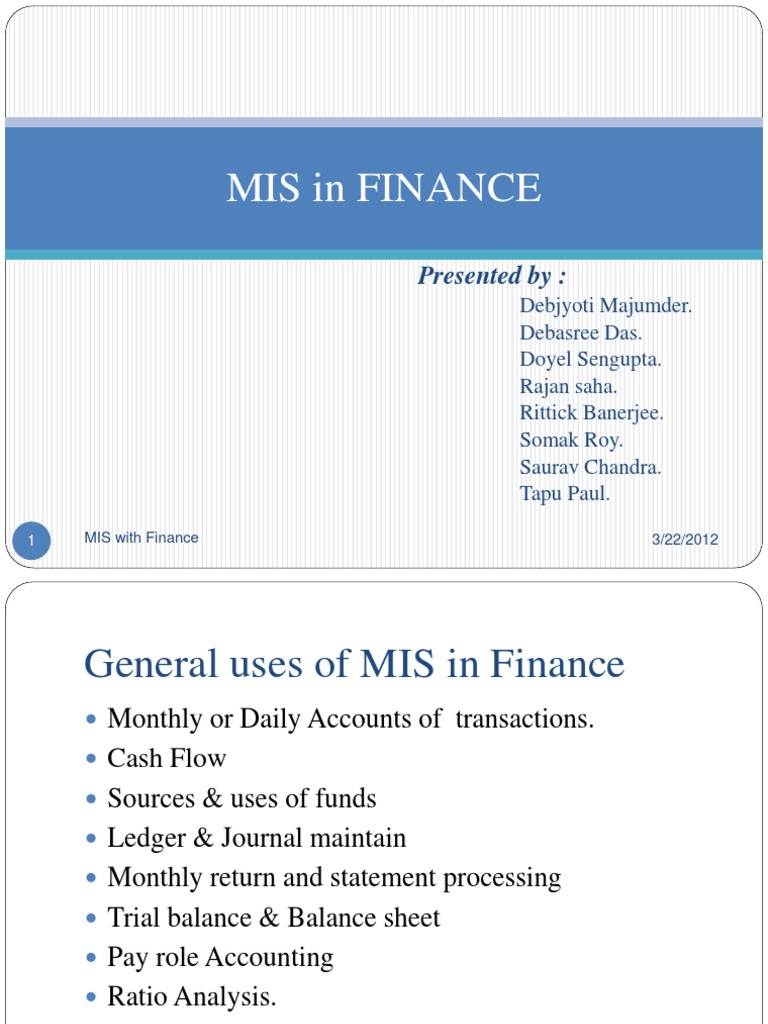 MIS Applications in Finance | PDF | Expense | Management Information System