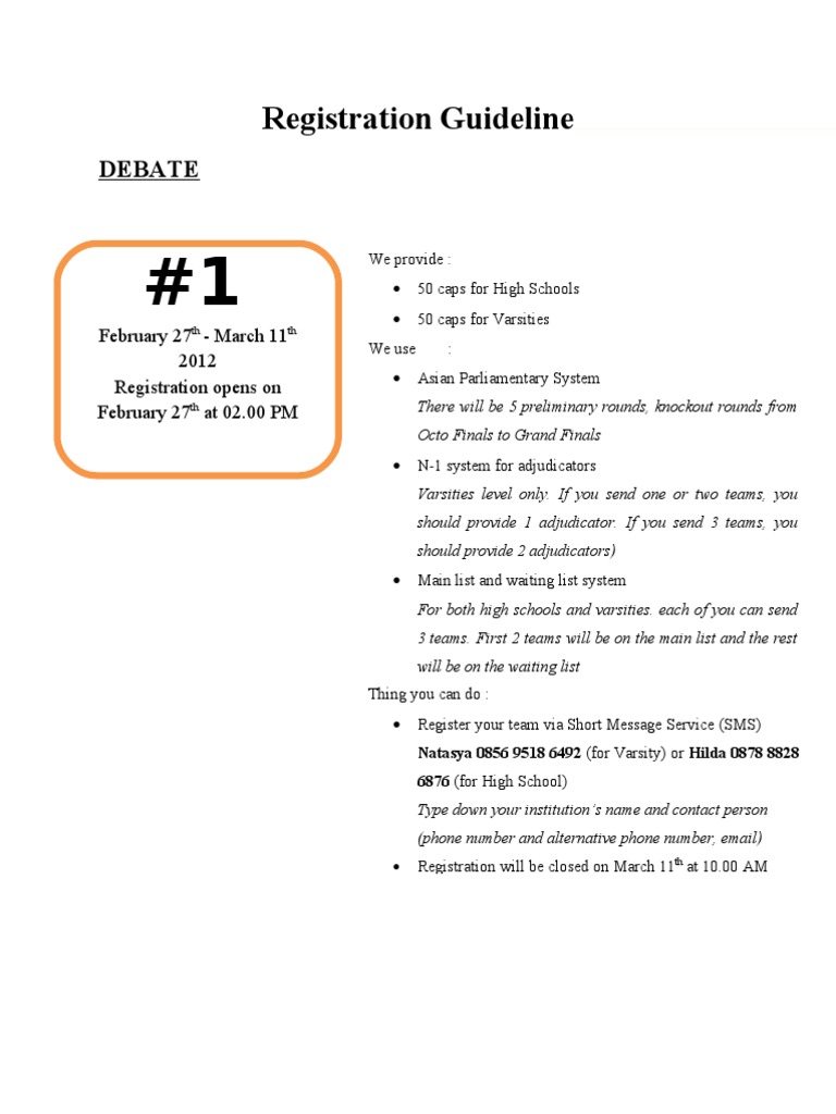 Registration Guideline: Debate | PDF | Public Sphere | Government
