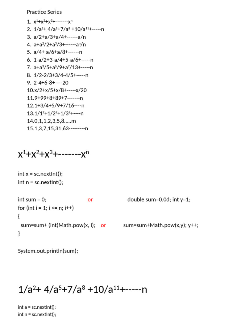 Series Summation Practice Problems | PDF