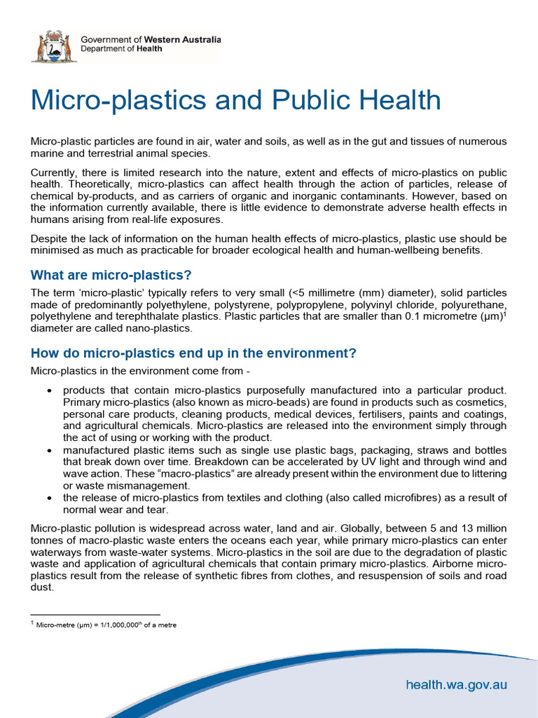 Micro-Plastics: Health Risks & Exposure | PDF | Environmental Science ...