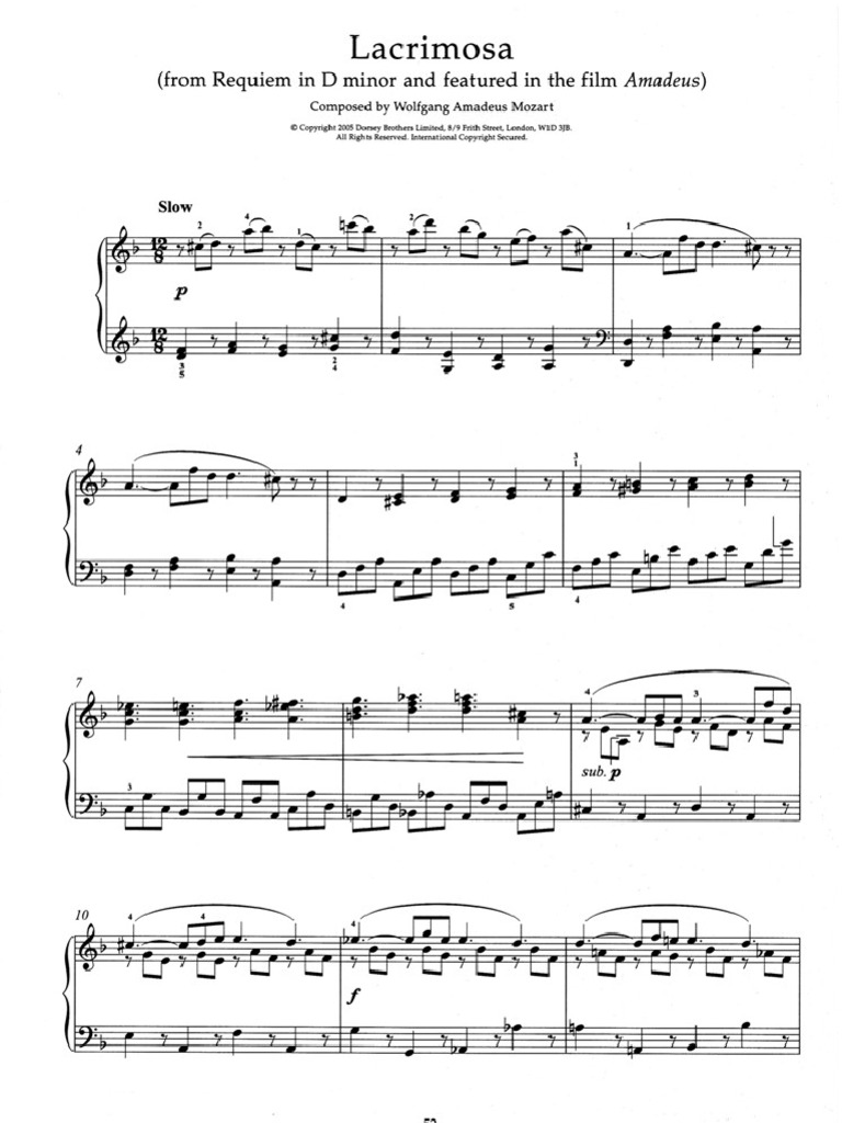 Mozart Lacrimosa (Piano) PDF