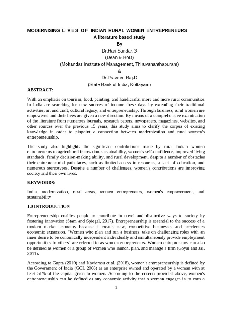 Empowering Rural Women Entrepreneurs in India | PDF | Entrepreneurship ...