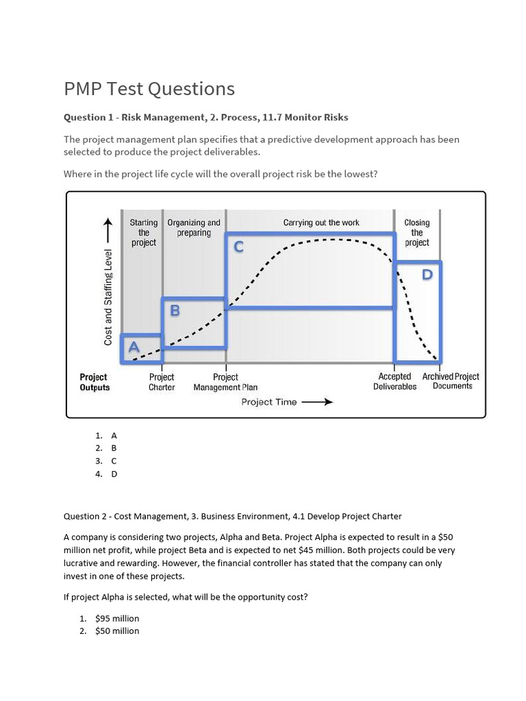 CAPM Post Assessment | PDF | Project Management | Risk