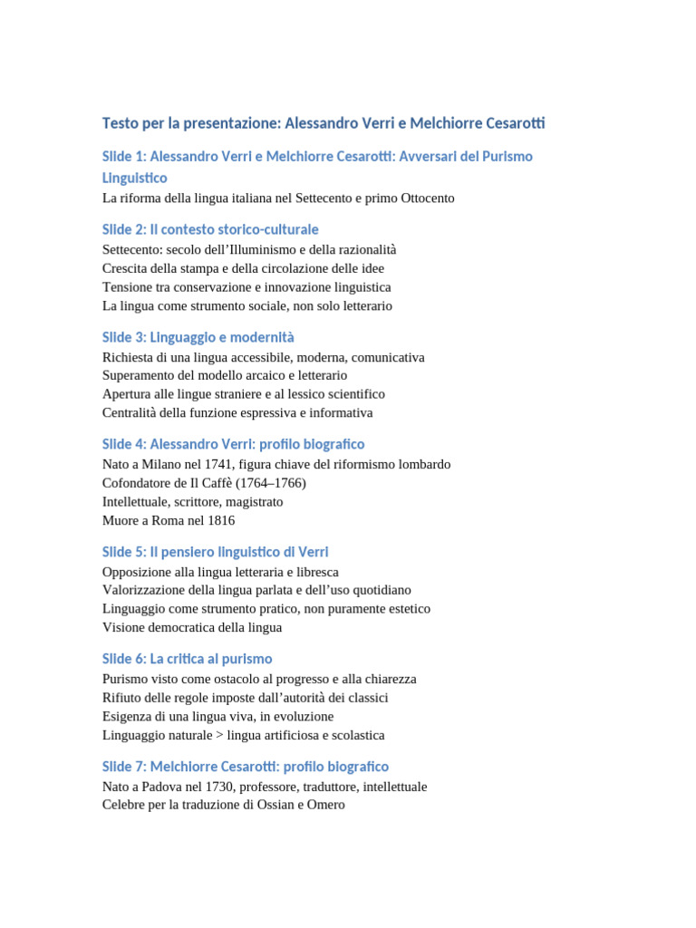 Testo Presentazione Verri Cesarotti | PDF