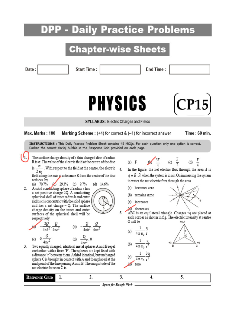 Daily Practice Problems: Electric Fields | PDF | Sphere | Electric Field