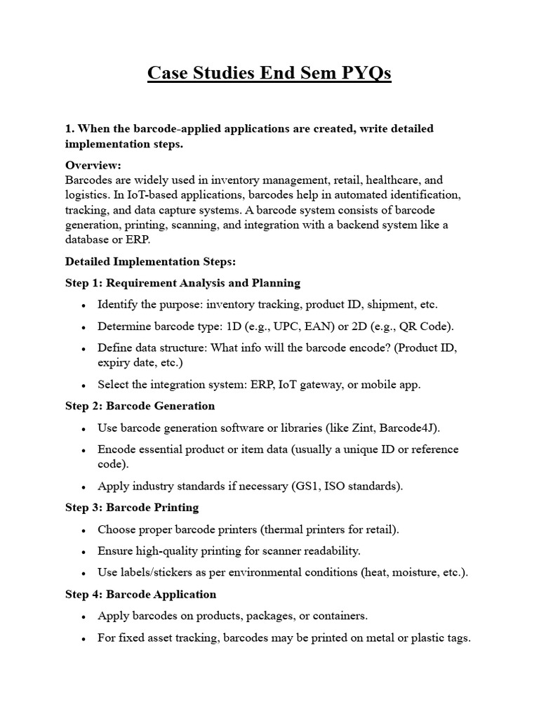 Case Studies End Sem PYQs | PDF | Barcode | Internet Of Things