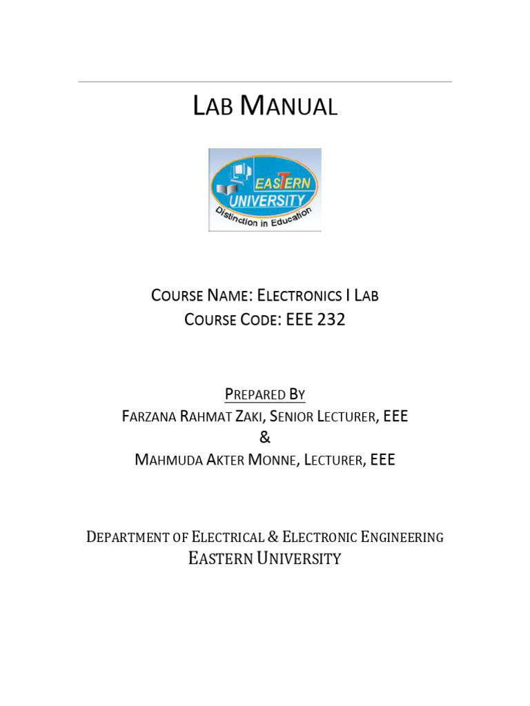EEE 232_Electronics I Lab | PDF | Rectifier | Bipolar Junction Transistor