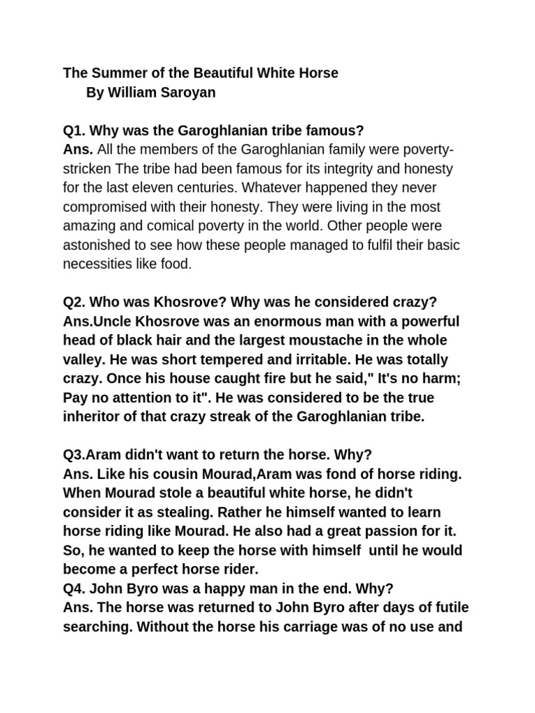 The Summer of The Beautiful White Horse | PDF
