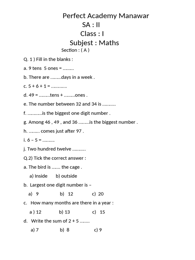 Perfect SA 1 | PDF