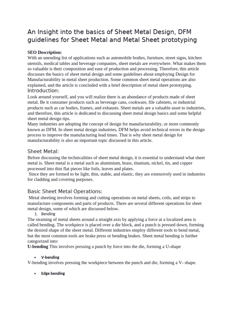 Sheet Metal | PDF | Sheet Metal | Mechanical Engineering