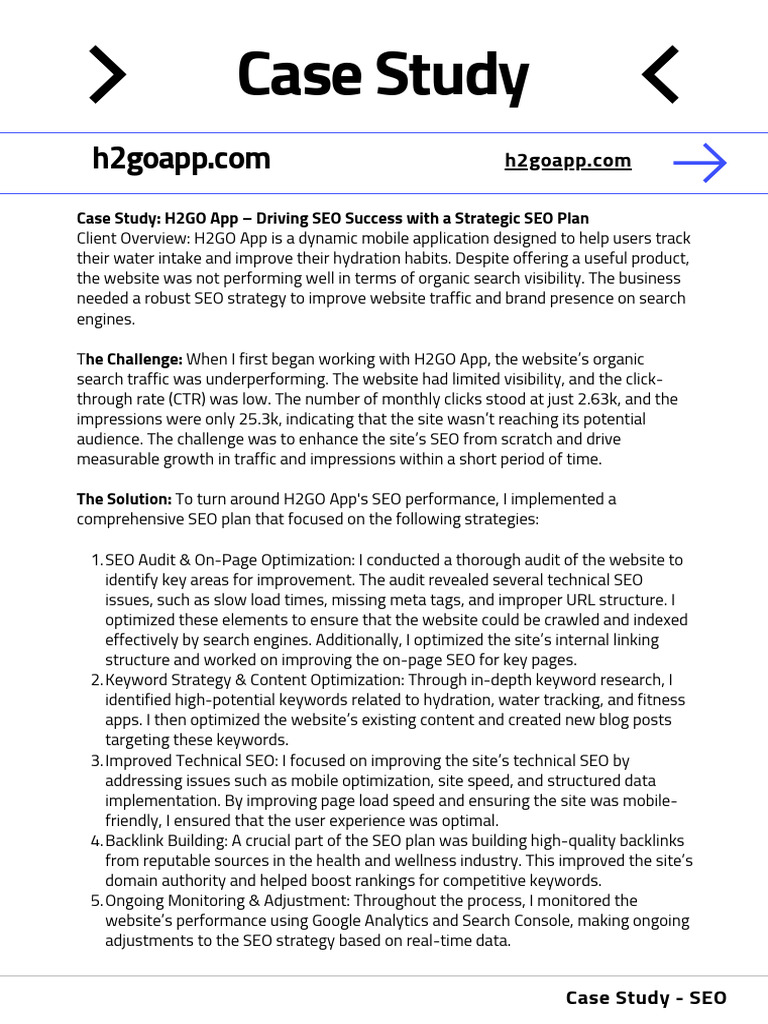 Case+Study+ +h2goapp.com+ +English | PDF | Search Engine Optimization ...