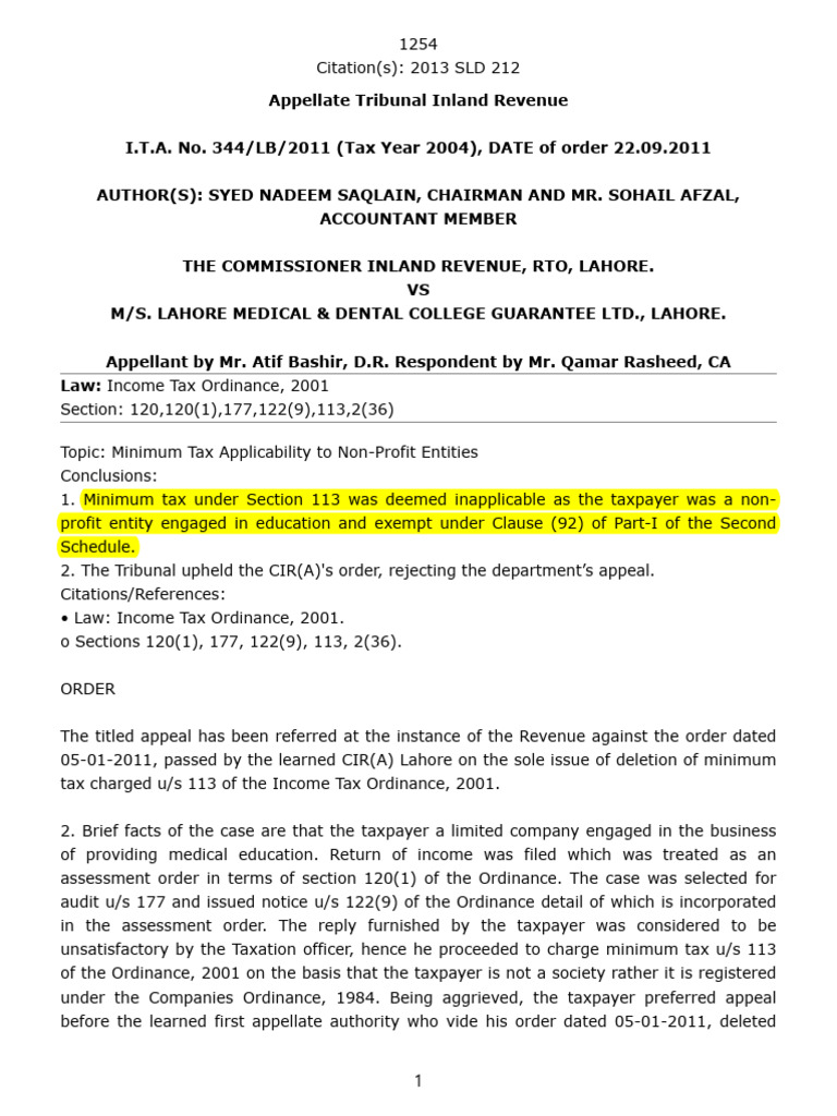 Minimum Tax Not Applicable To Approved NPO | PDF | Taxes | Taxpayer