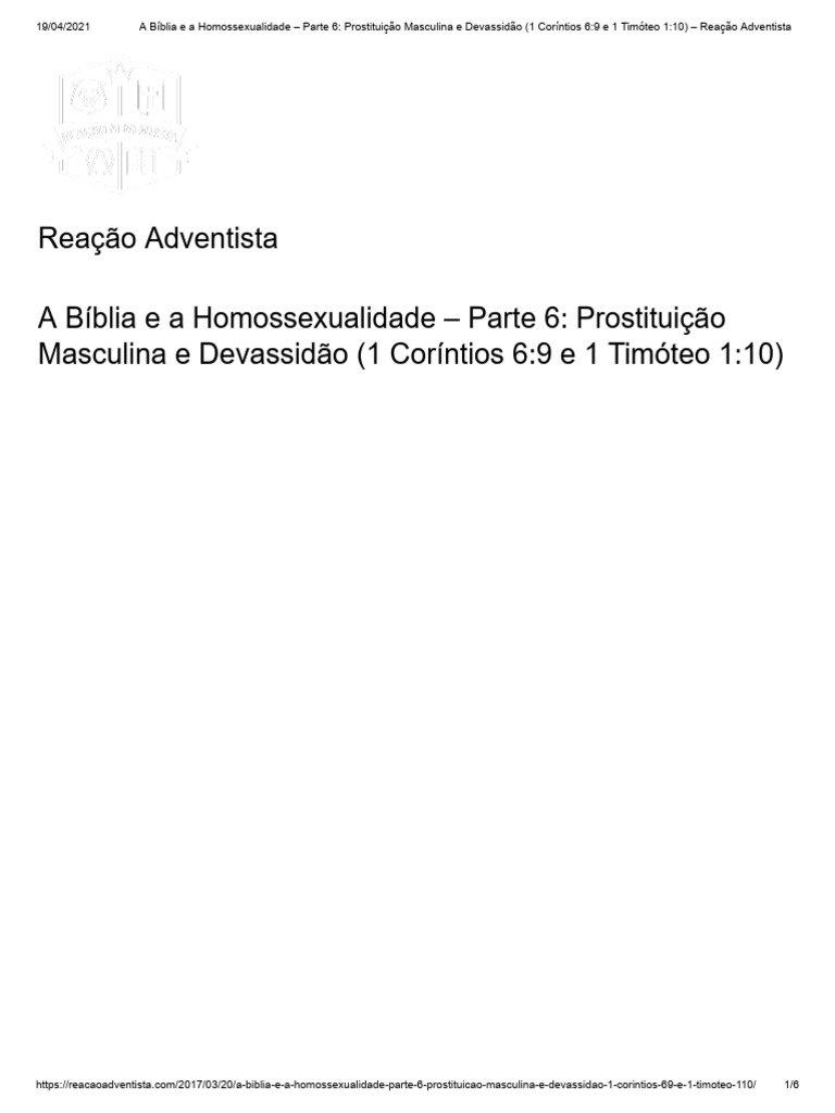 Homossexualidade na Bíblia: Arsenokoitai e Malakoi | PDF ...