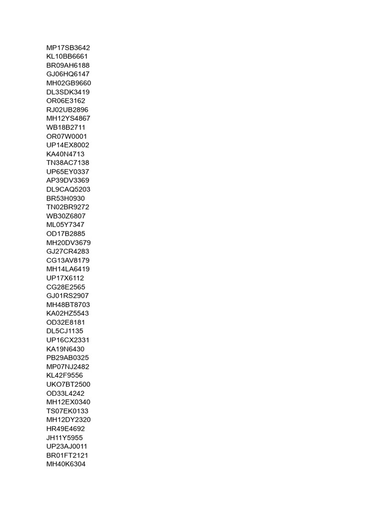 Car Numbers | PDF