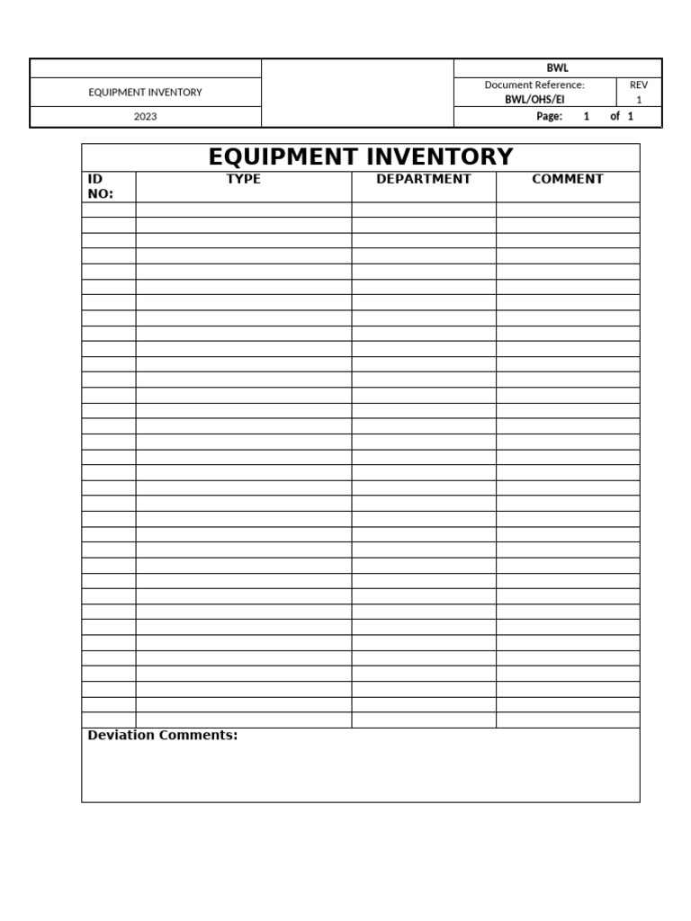 Equipment Inventory | PDF