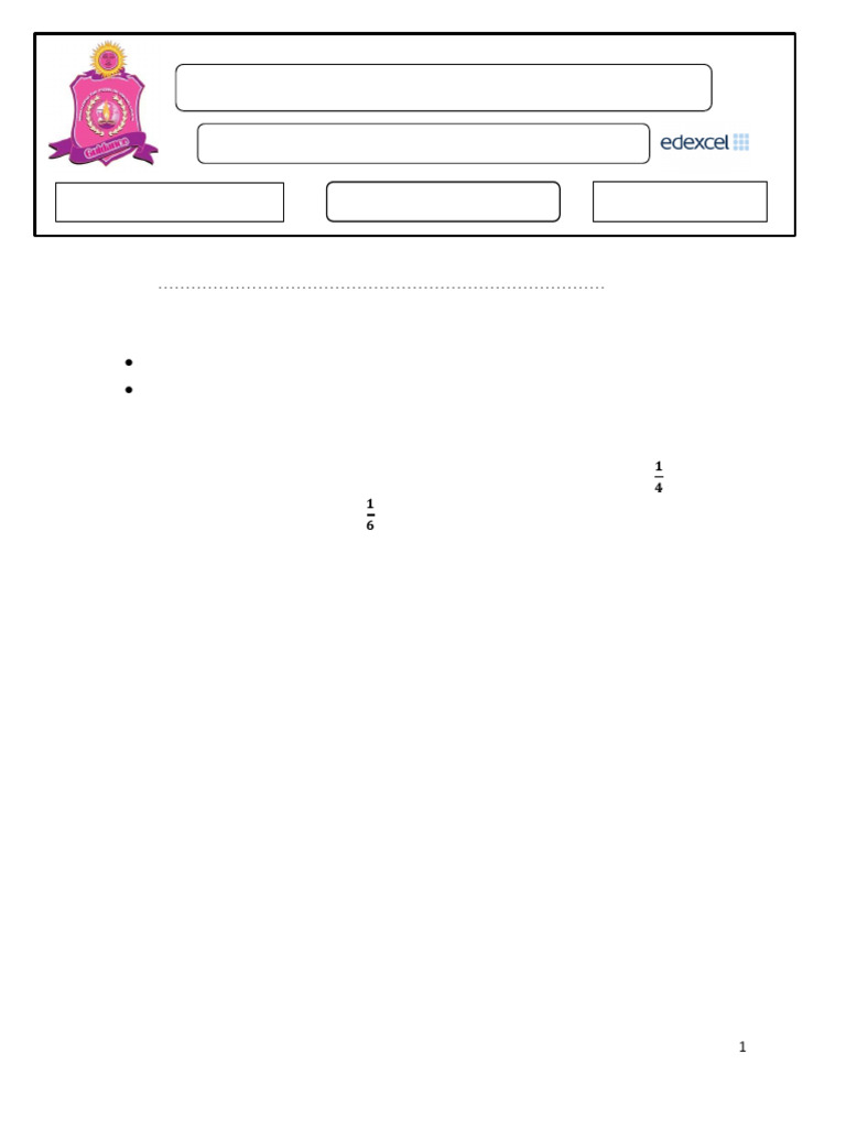 Grade 6 Math Worksheet on Fractions | PDF