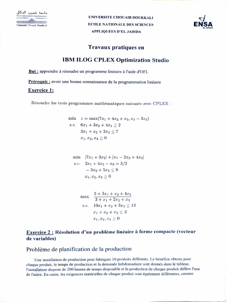 Optimisation avec IBM ILOG CPLEX | PDF