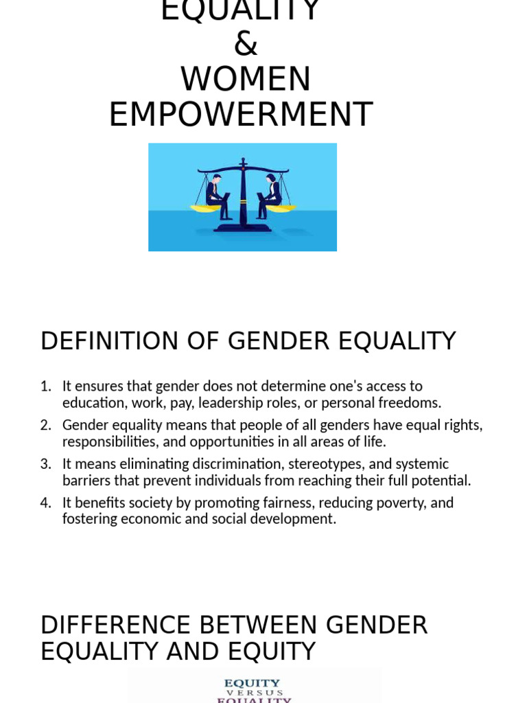 Gender Equality Women Empowerment Pdf Gender Studies Gender