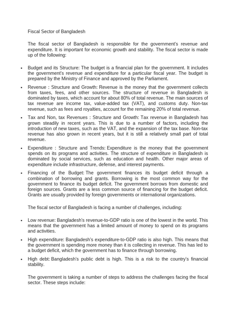Overview of Bangladesh's Fiscal Sector | PDF | Fiscal Policy ...