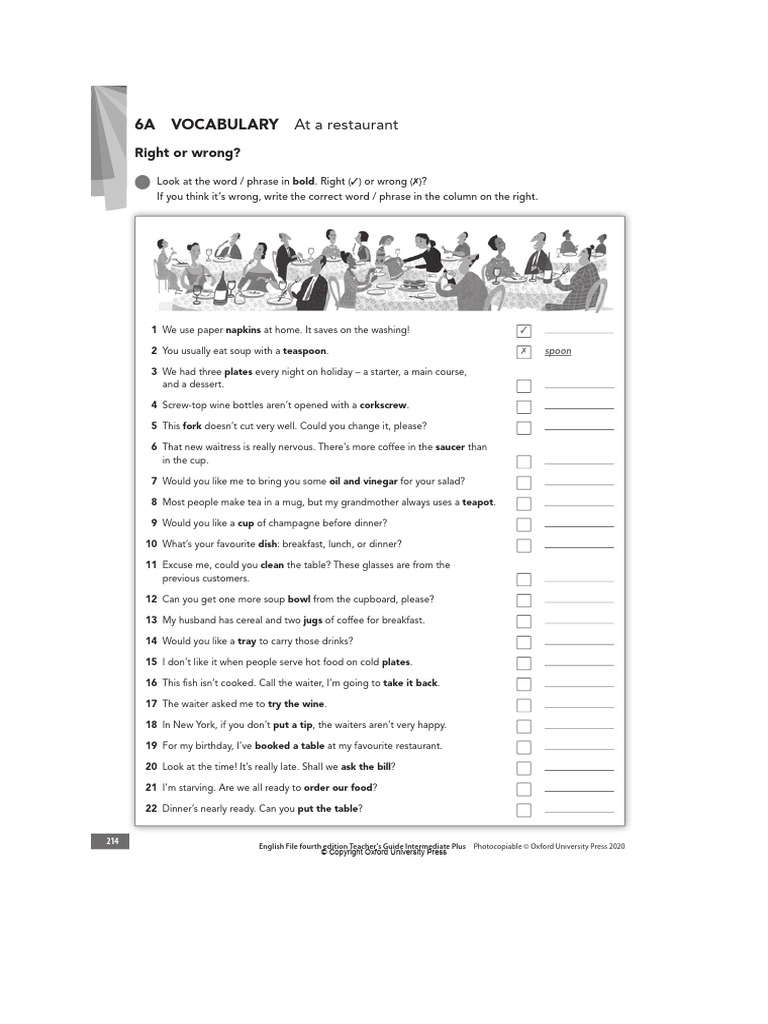 Restaurant Vocabulary Practice | PDF | Tableware | Foods
