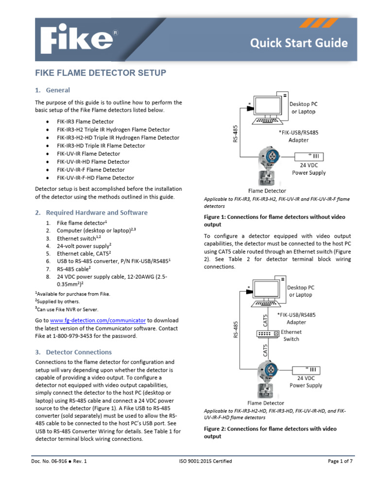 Fike Flame Detector Quick Setup Guide | PDF | Relay | Ip Address