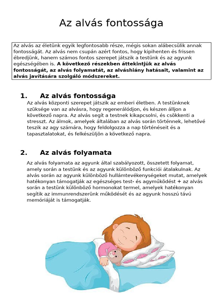 Az Alvás Fontossága | PDF