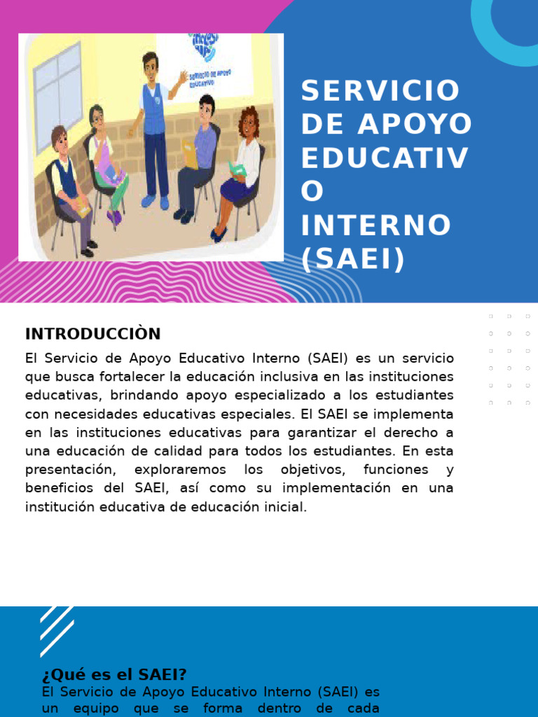 SAEI - Servicio de Apoyo Educativo Interno | PDF | Inclusión (Educación ...