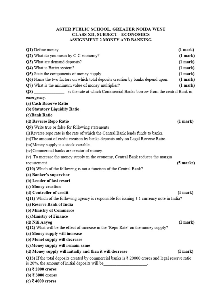 Assignment 2 Money and Banking | PDF | Money | Banks