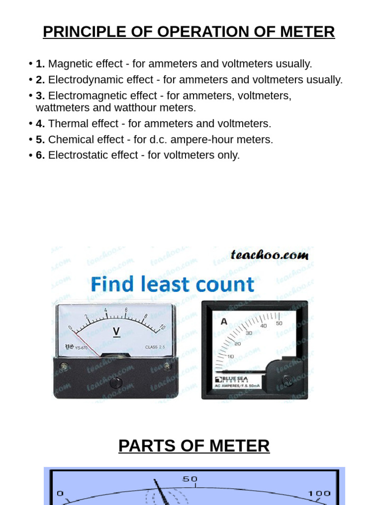 Principles and Types of Meters | PDF | Electricity | Electromagnetism