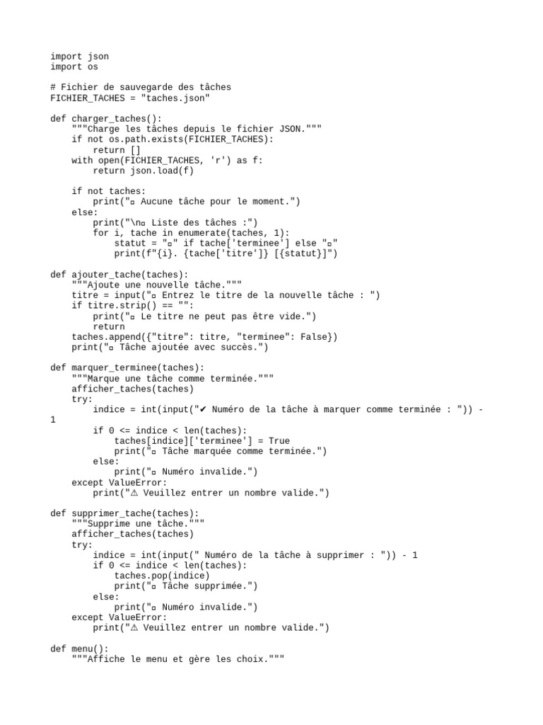 Gestionnaire de tâches en Python | PDF | Programmation informatique ...
