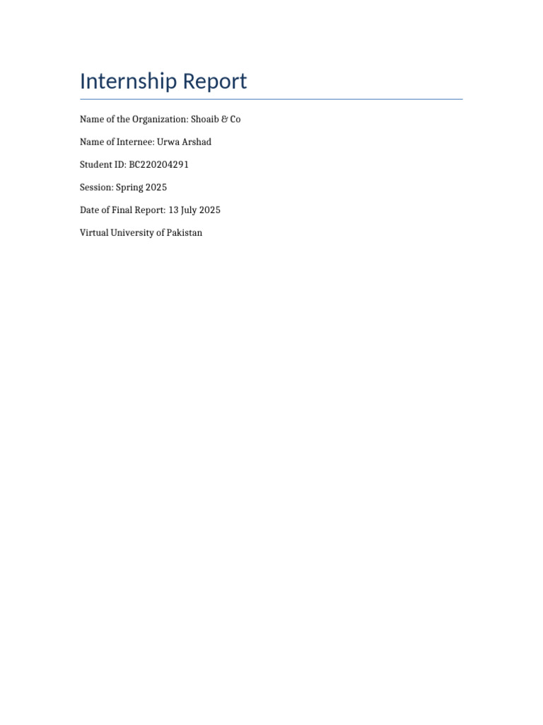 Internship Report Format | PDF | Human Resources | Performance Appraisal