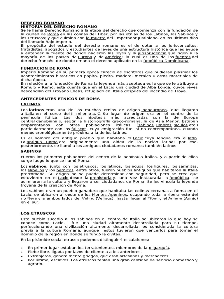 Derecho Romano Historia Del Derecho Roma | PDF | Propiedad | Posesión (Ley)