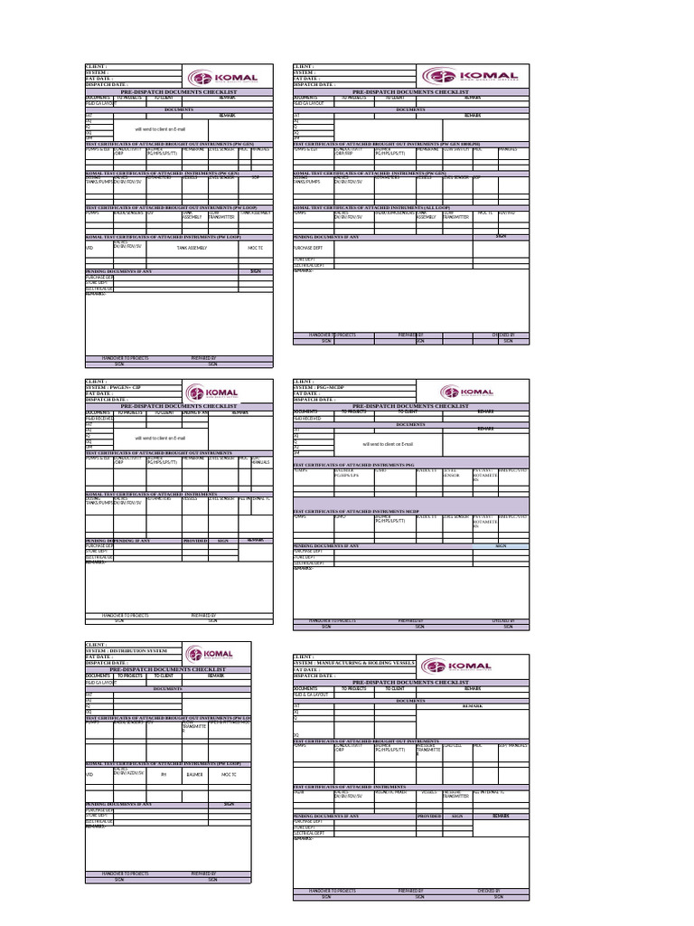 CHECKLIST | PDF | Equipment | Manufactured Goods