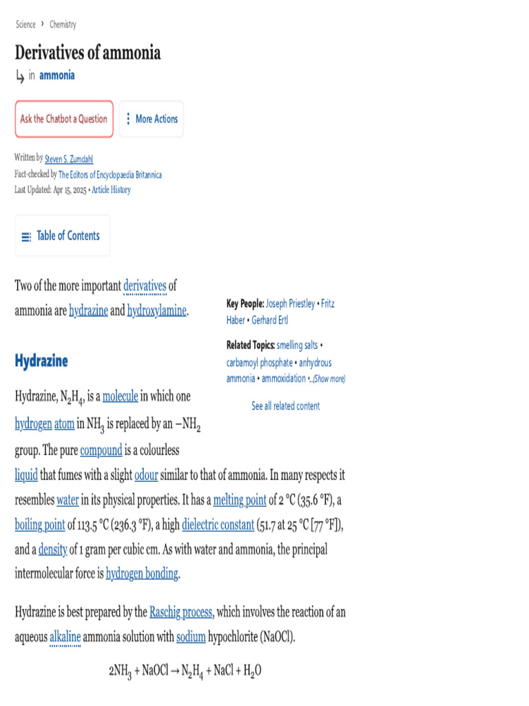 Ammonia - Nitrates, Nitrites, Amides - Britannica | PDF