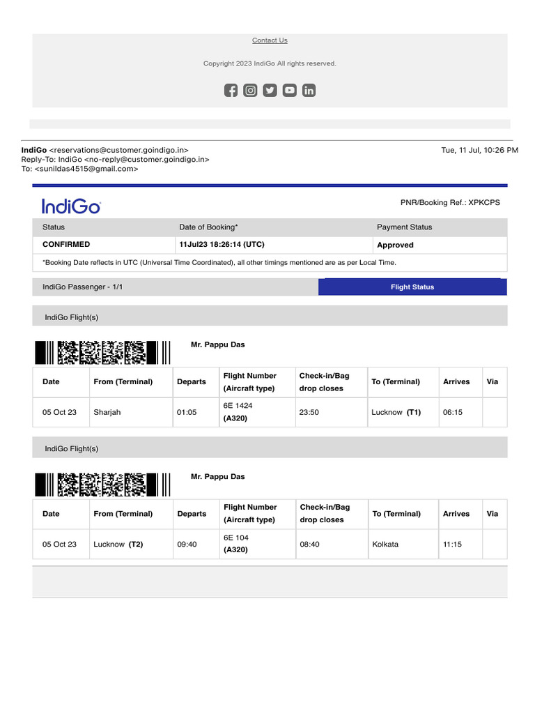 IndiGo Flight Itinerary and Guidelines | PDF | Airport