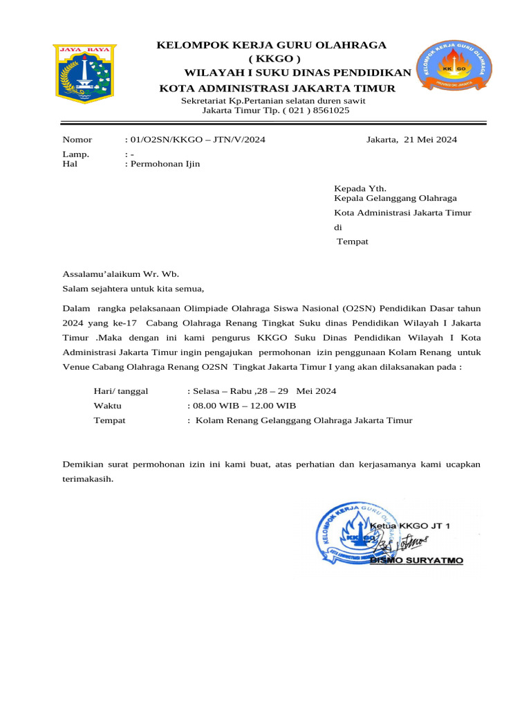Permohonan Izin Kolam Renang O2SN | PDF