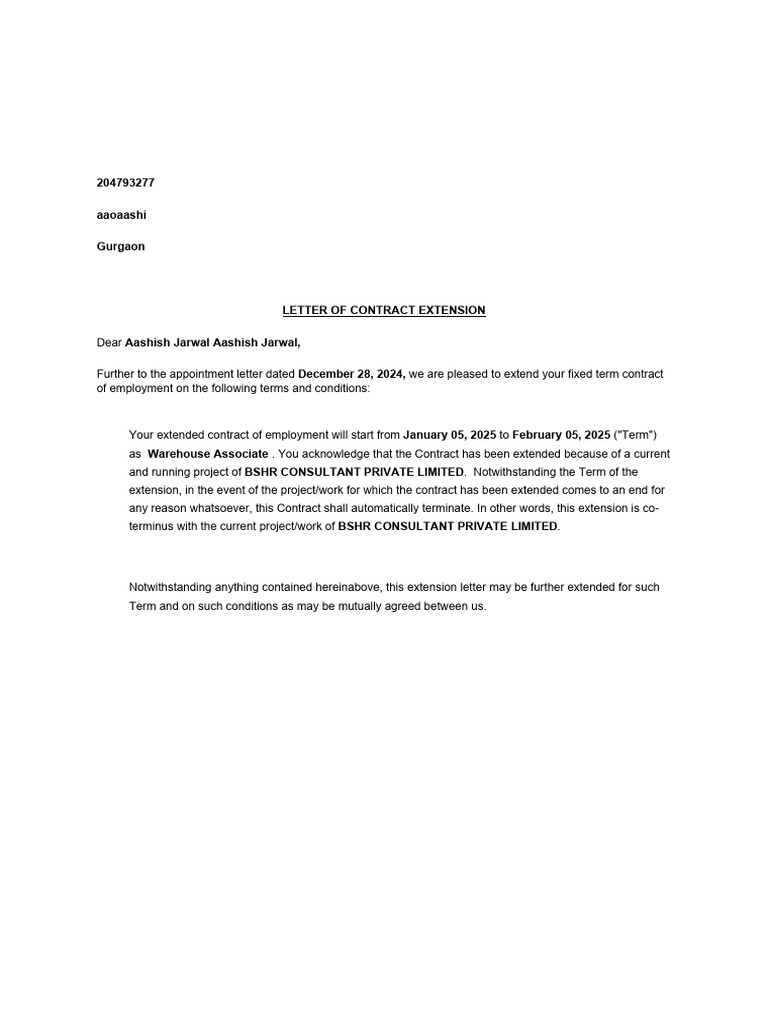 CONTRACTLETTER | PDF
