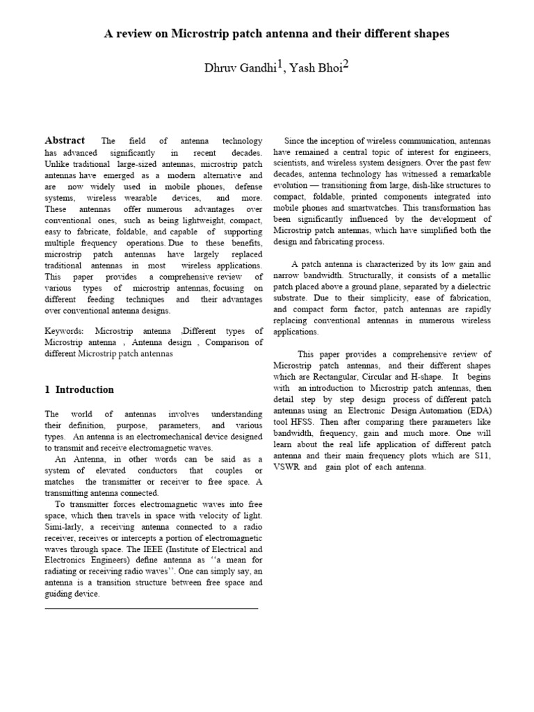Review Paper On Different Types of Microstrip Patch Antenna | PDF ...