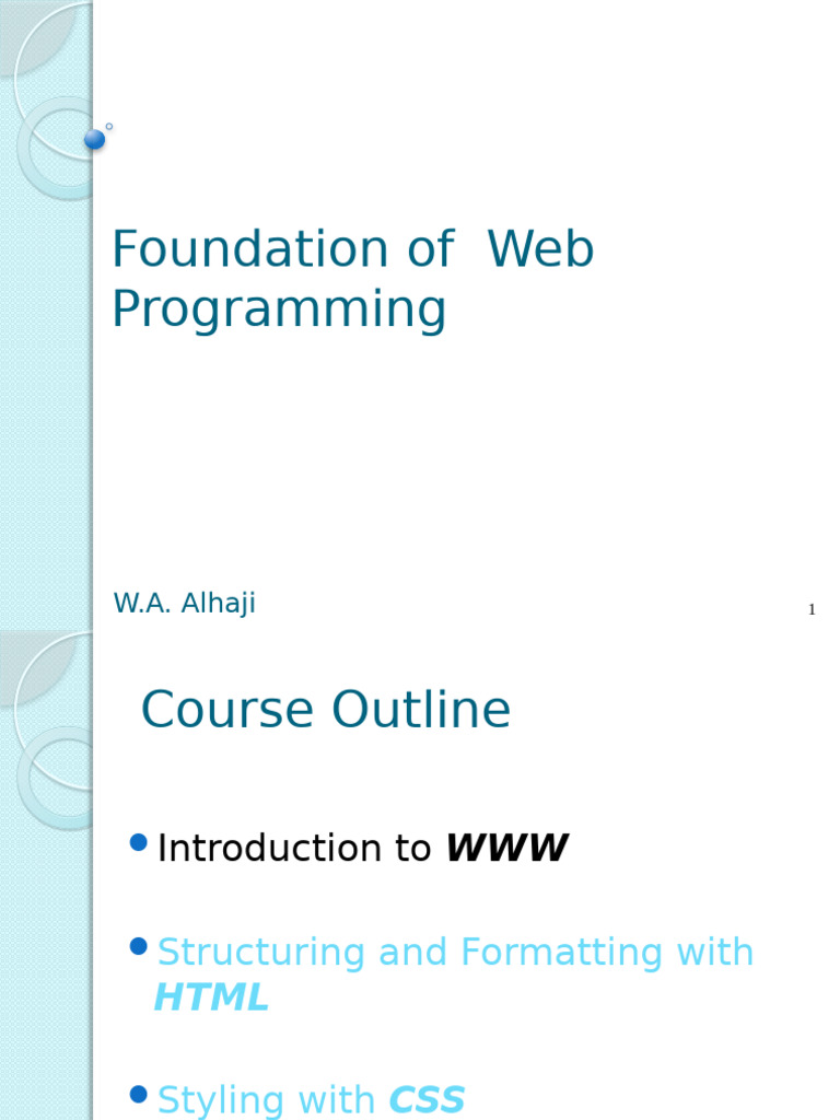 Web Programming Basics: HTML & CSS | PDF | World Wide Web | Internet & Web