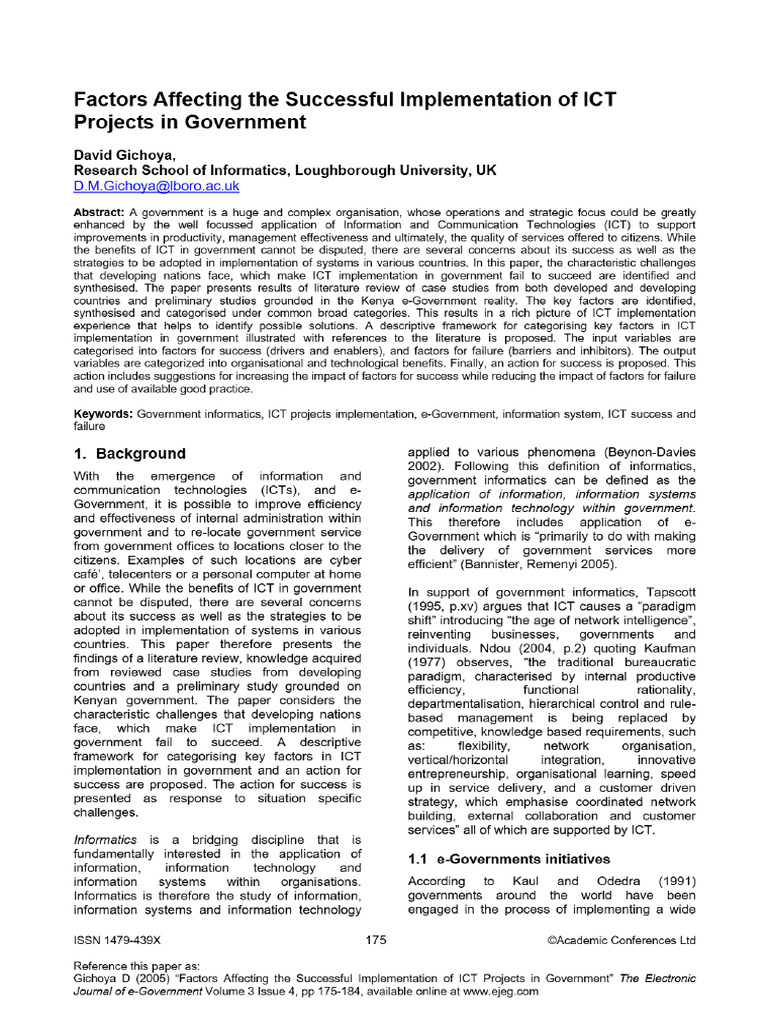 View of Factors Affecting The Successful Implementation of ICT Projects ...