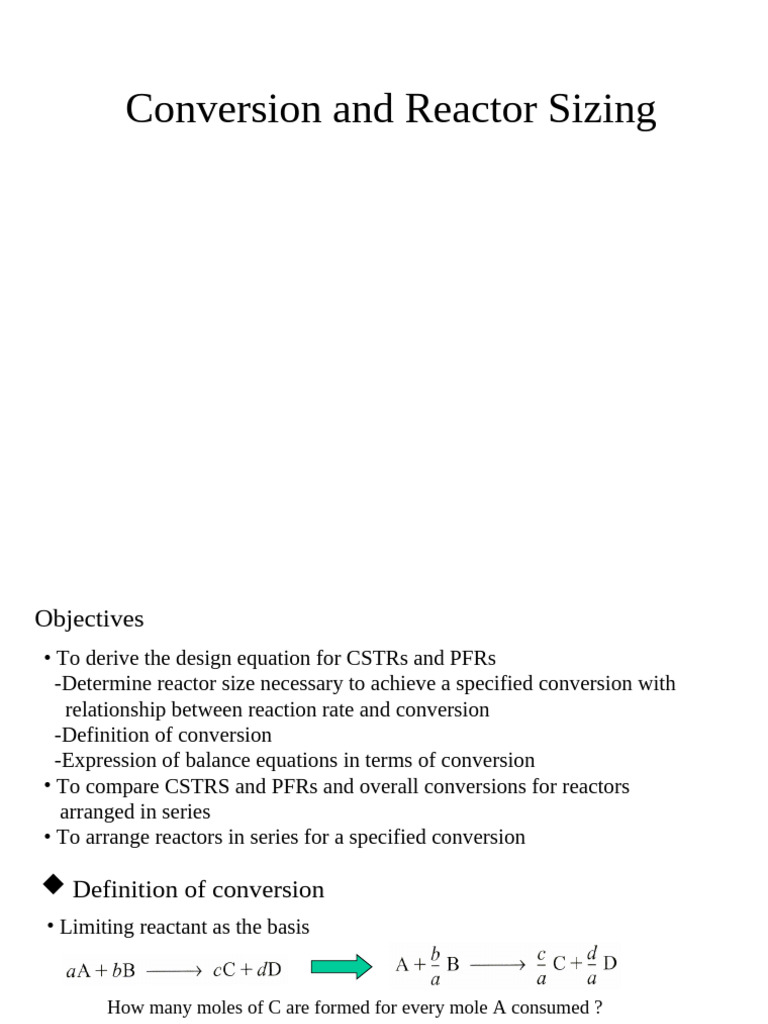 Reactor Sizing and Conversion Analysis | PDF | Chemical Reactor ...