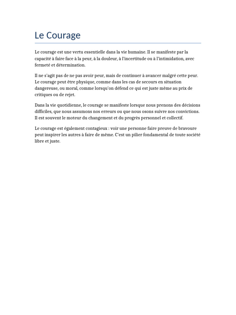 Le Courage : Vertu et Inspiration Sociale | PDF