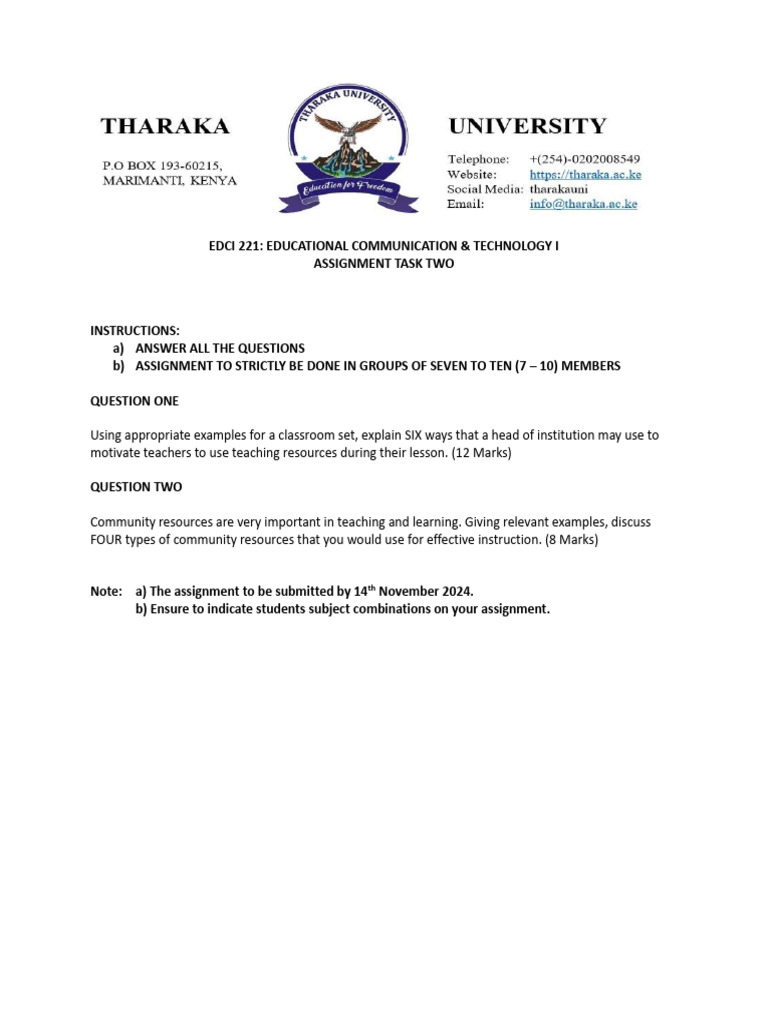 Edci 221 Assignment 2 | PDF